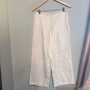 Eileen Fisher White Linen Wide Leg Pants XS